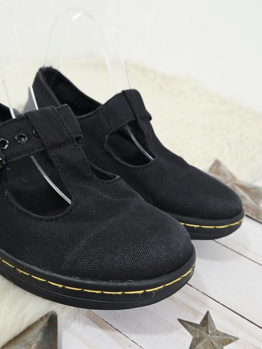 Dr. Martens Women’s Woolwich canvas Mary Jane shoes black buckle Size 8 - Picture 5 of 8